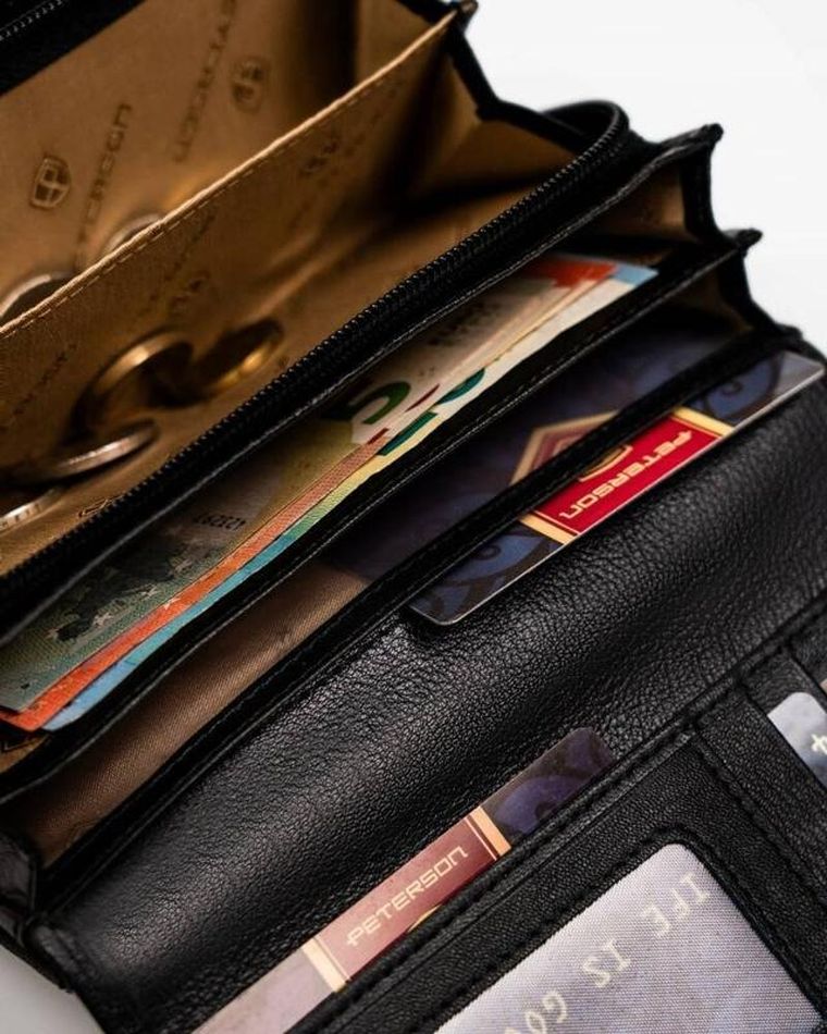 Portfel, czarny, skórzany, Peterson