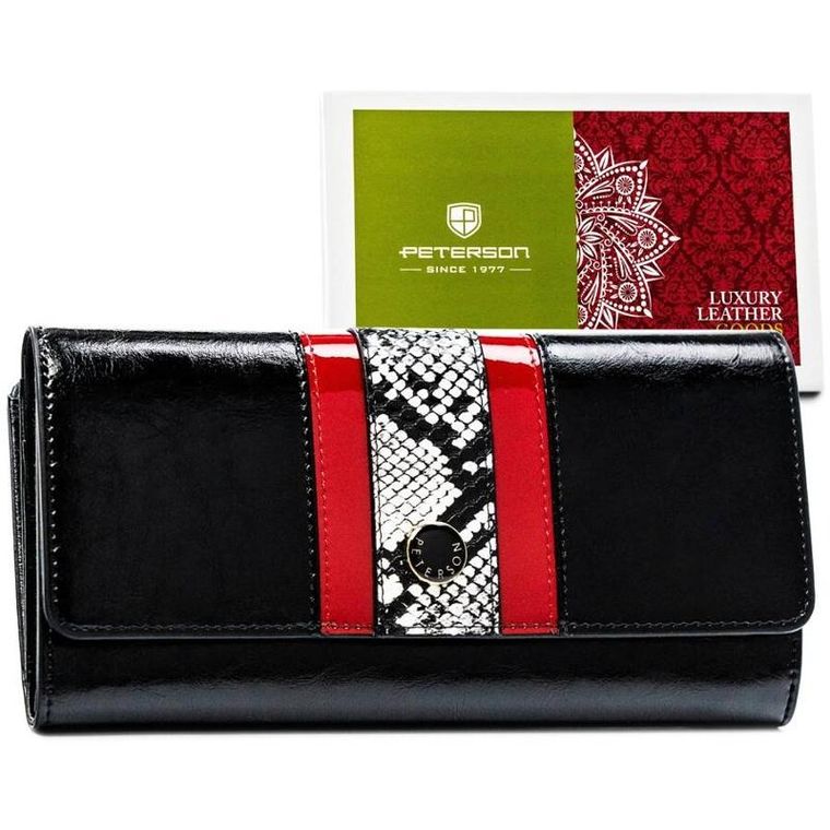 Portfel, czarny, skórzany, Peterson