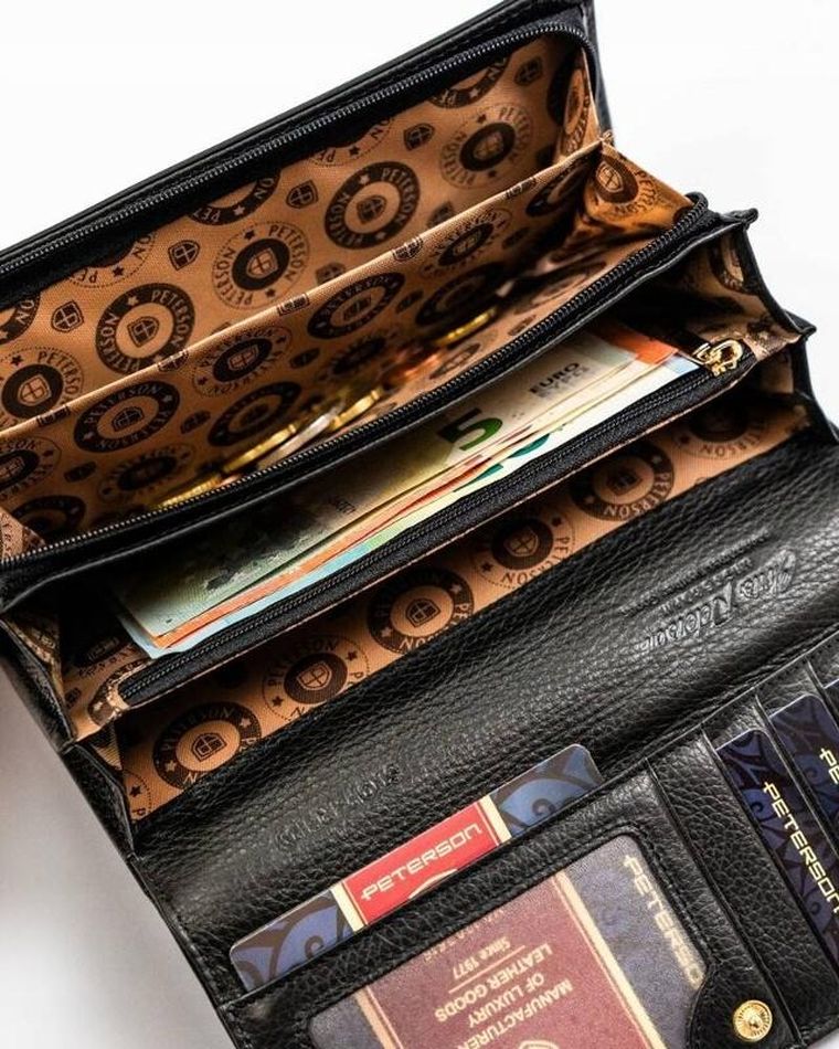 Portfel, czarny, skórzany, Peterson