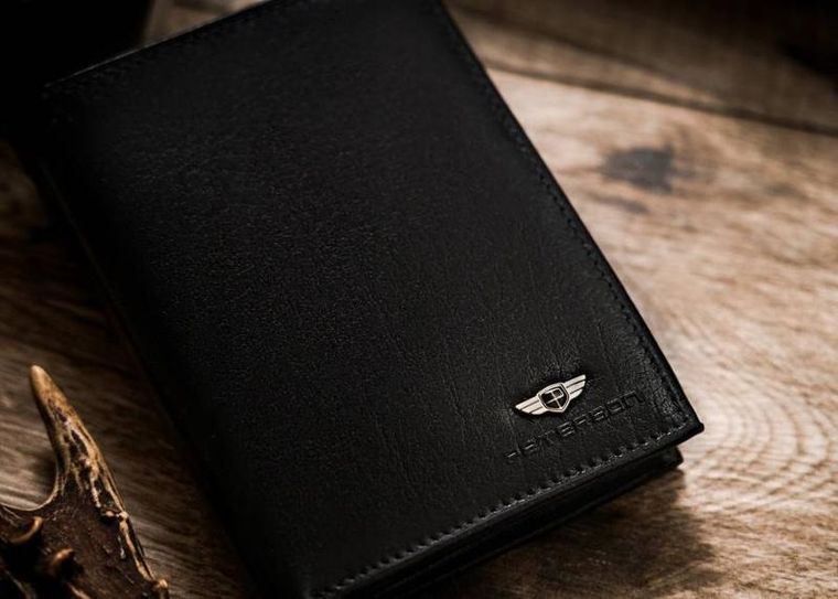 Portfel, czarny, skórzany, RFID, Peterson