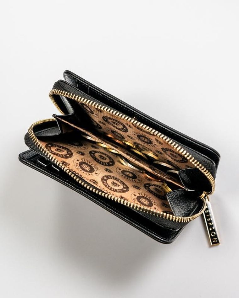 Portfel, czarny, skórzany, RFID, Peterson