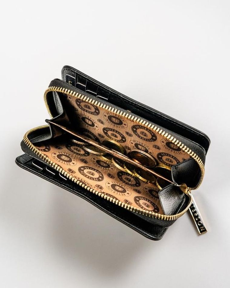 Portfel, czarny, skórzany, RFID, Peterson