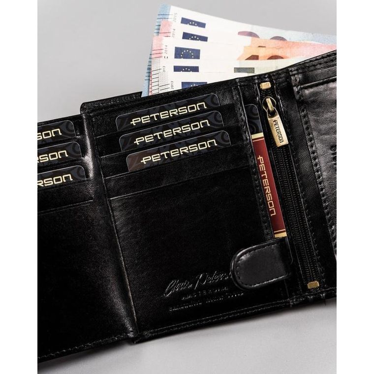 Portfel, czarny, skórzany, RFID, Peterson