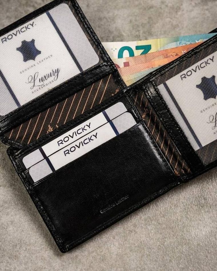 Portfel, czarny, skórzany, RFID, Pierre Andreus