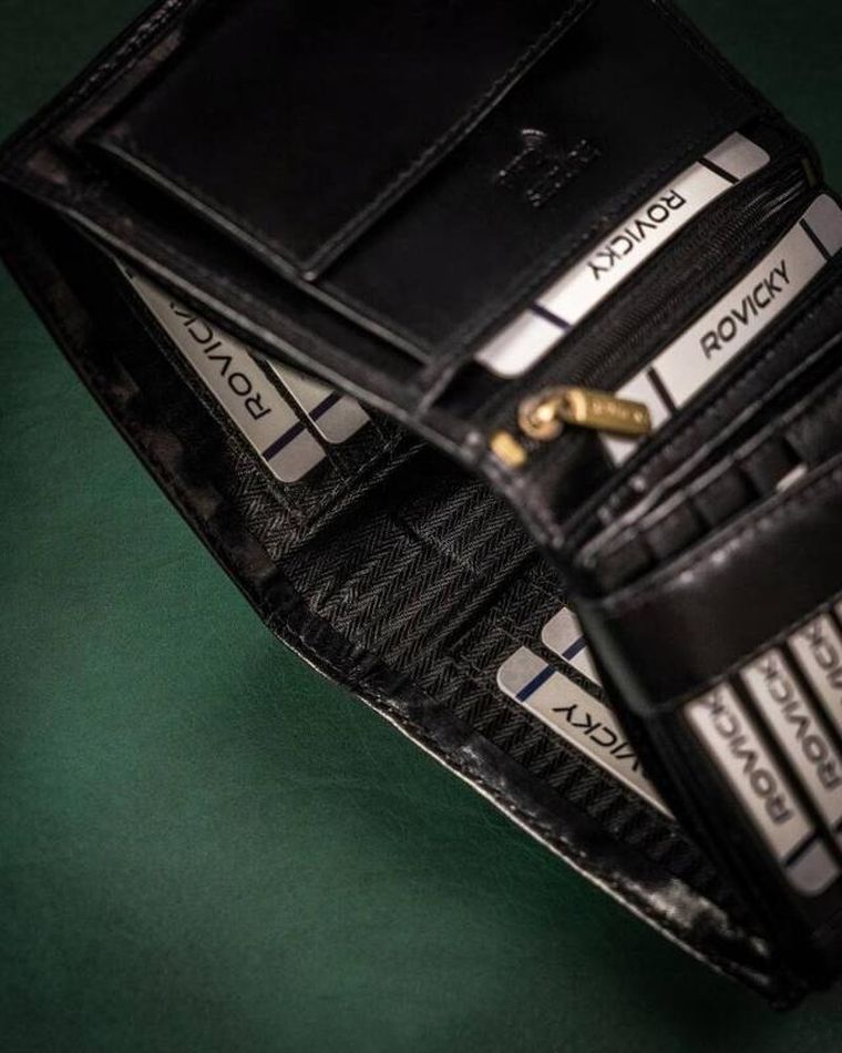 Portfel, czarny, skórzany, RFID, Rovicky