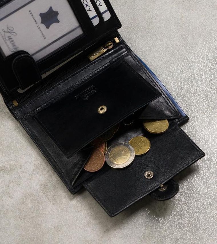 Portfel, czarny, skórzany, RFID, Rovicky