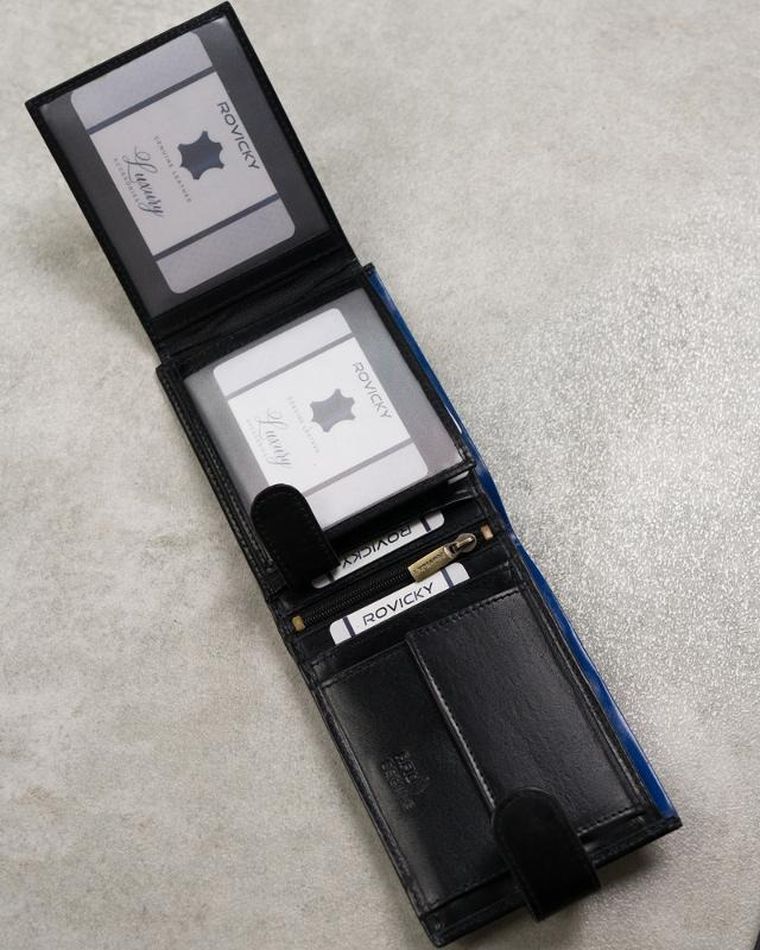 Portfel, czarny, skórzany, RFID, Rovicky