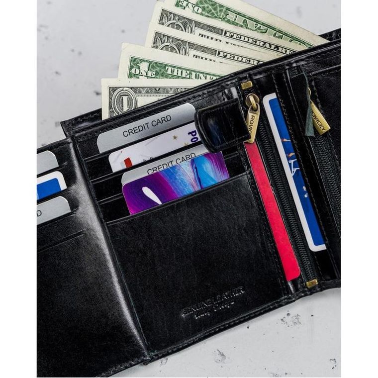 Portfel, czarny, skórzany, RFID, Rovicky