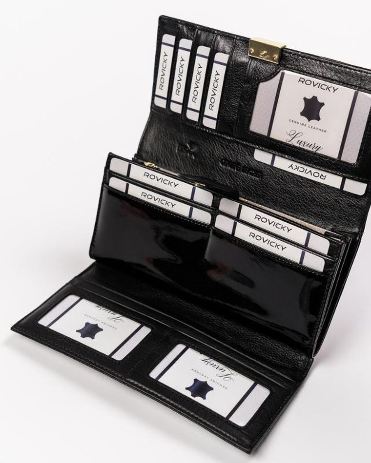Portfel, czarny, skórzany, Rovicky