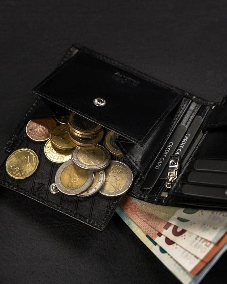 Portfel, czarny, skórzany, Rovicky