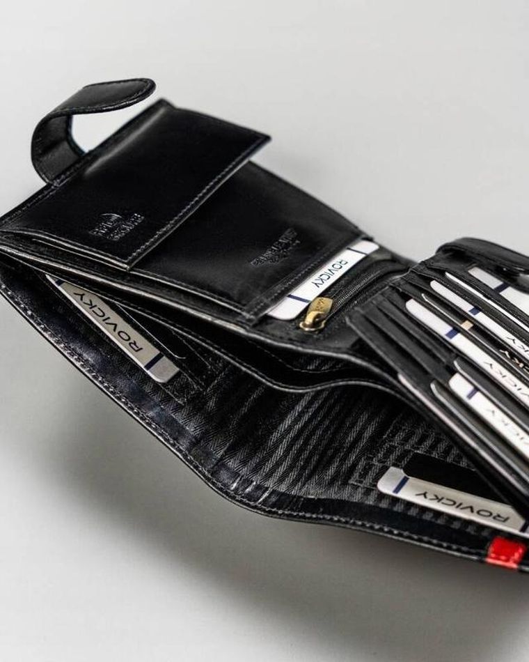 Portfel, czarny, skórzany, Rovicky