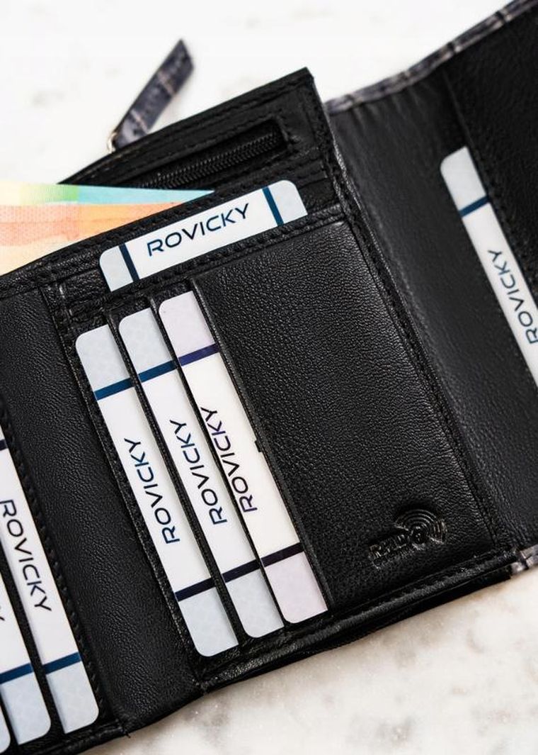 Portfel, czarny, skórzany, Rovicky