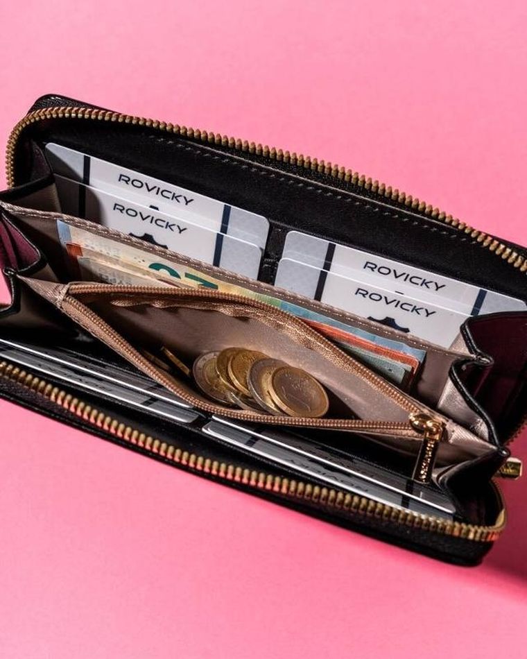 Portfel, czarny, skórzany, Rovicky