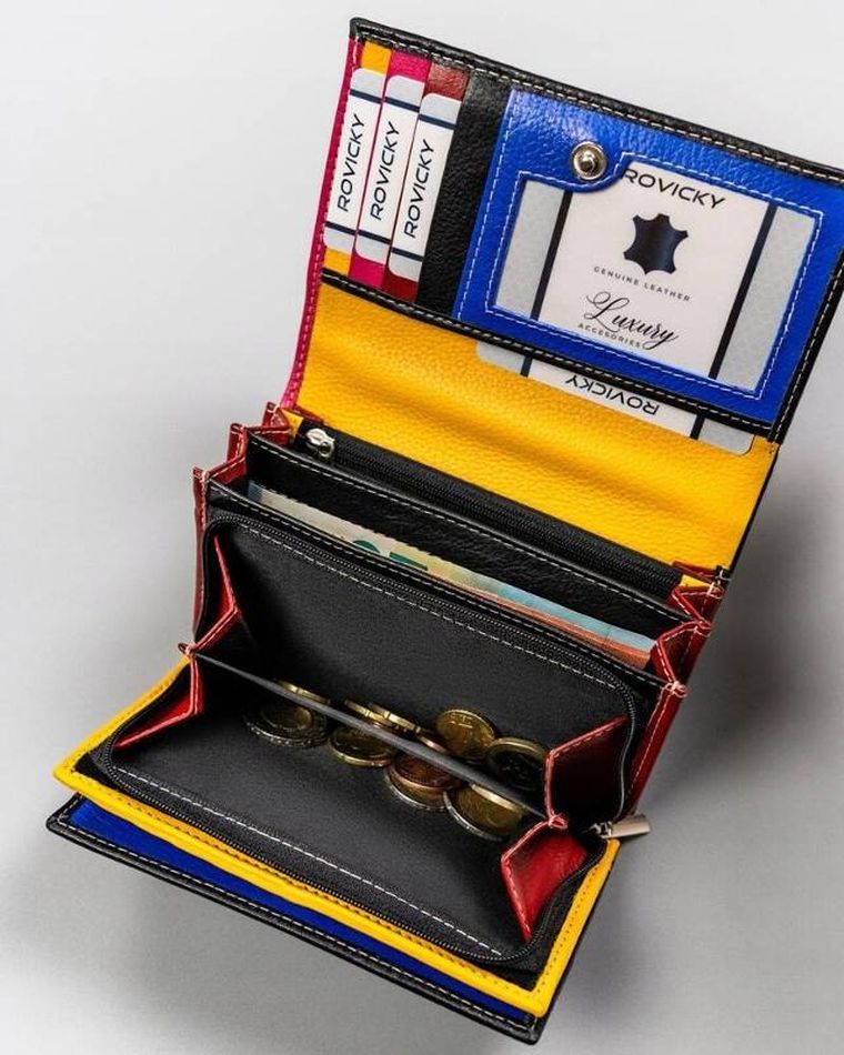 Portfel, czarny, skórzany, Rovicky