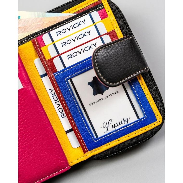 Portfel, czarny, skórzany, Rovicky