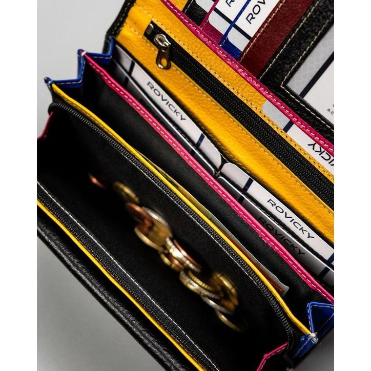 Portfel, czarny, skórzany, Rovicky