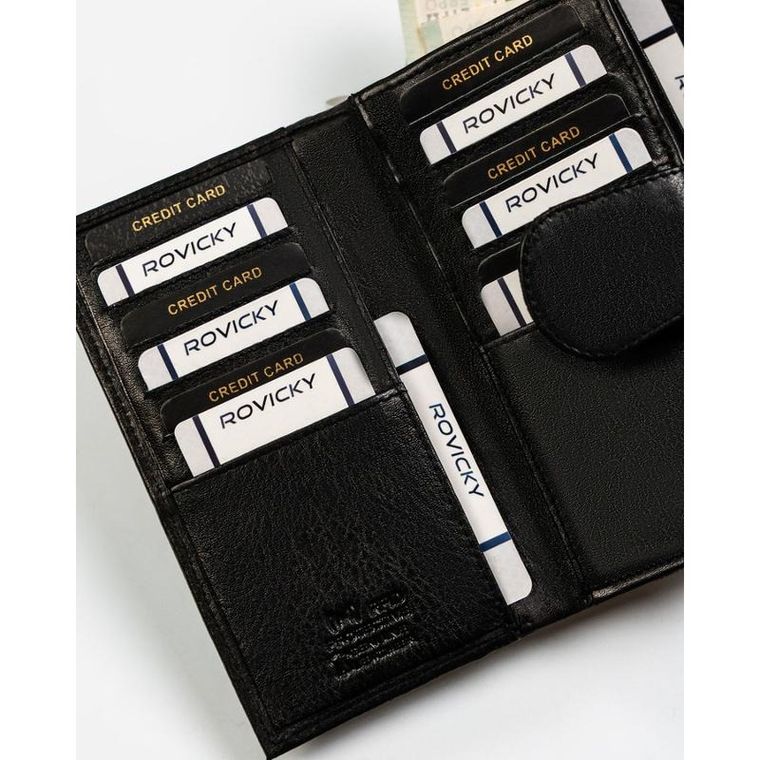 Portfel, czarny, skórzany, Rovicky