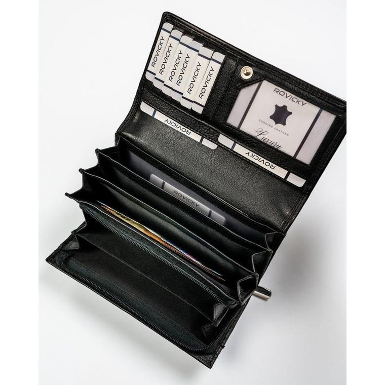 Portfel, czarny, skórzany, Rovicky