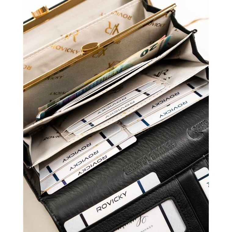 Portfel, czarny, skórzany, Rovicky