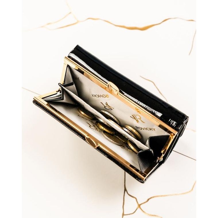 Portfel, czarny, skórzany, Rovicky