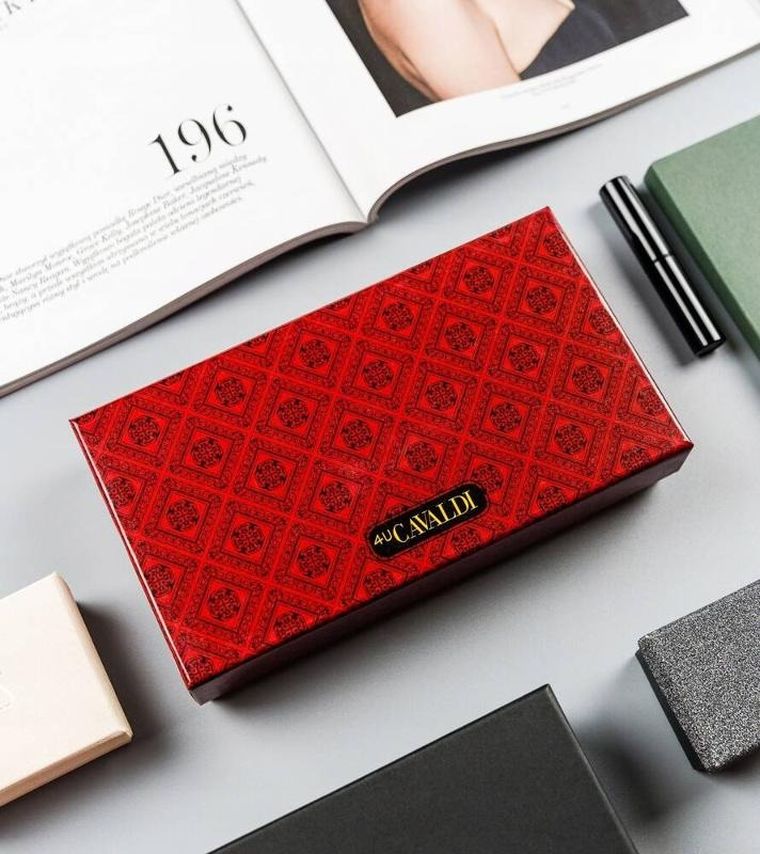 Portfel, czerwony, skóra ekologiczna, Cavaldi