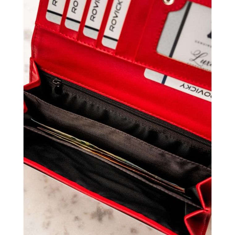 Portfel, czerwony, skóra ekologiczna, Cavaldi