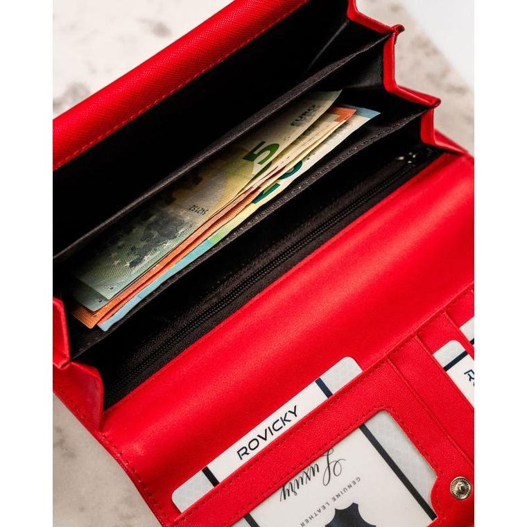 Portfel, czerwony, skóra ekologiczna, Cavaldi