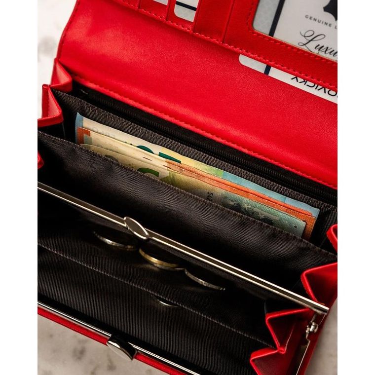 Portfel, czerwony, skóra ekologiczna, Cavaldi