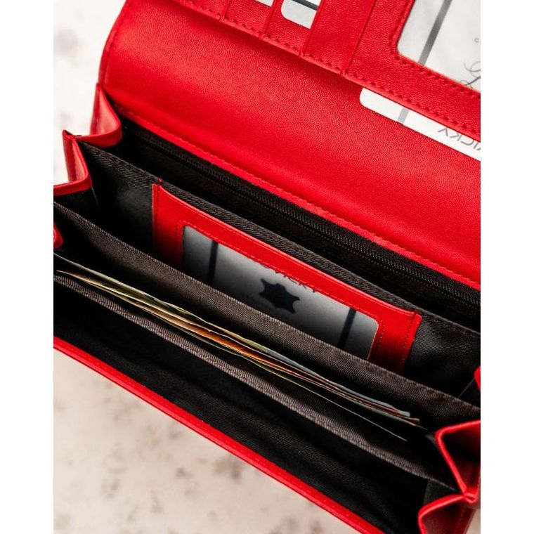 Portfel, czerwony, skóra ekologiczna, Cavaldi