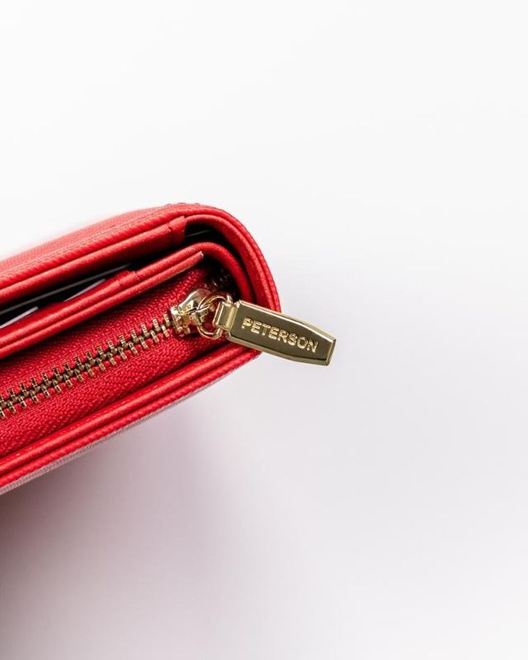 Portfel, czerwony, skóra ekologiczna, Peterson