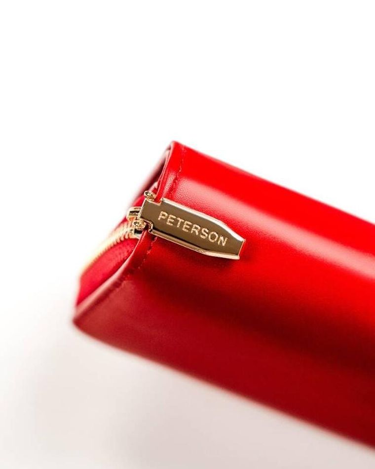 Portfel, czerwony, skóra ekologiczna, Peterson