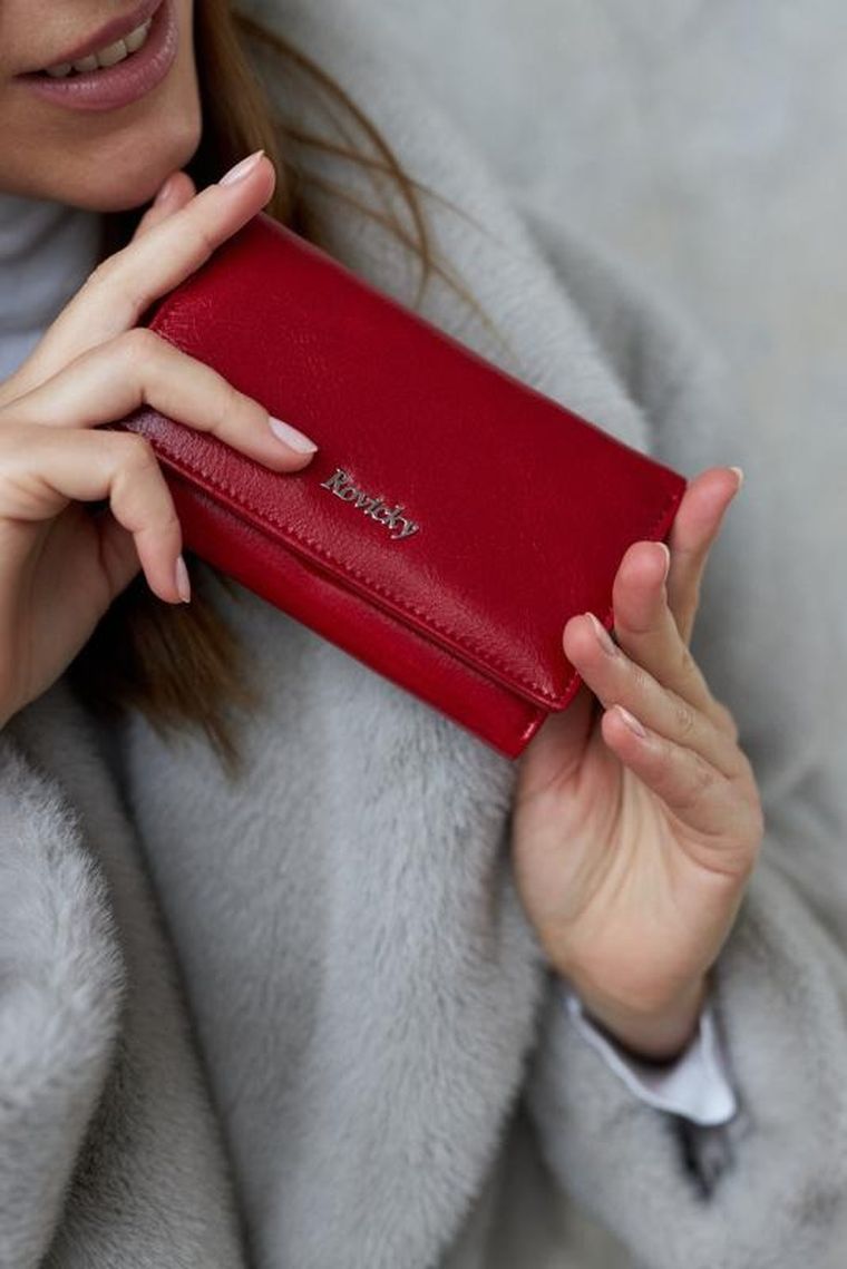 Portfel, czerwony, skóra ekologiczna, Rovicky