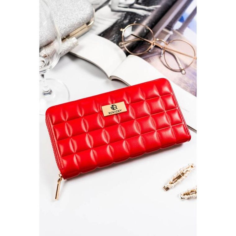 Portfel, czerwony, skóra ekologiczna, Rovicky