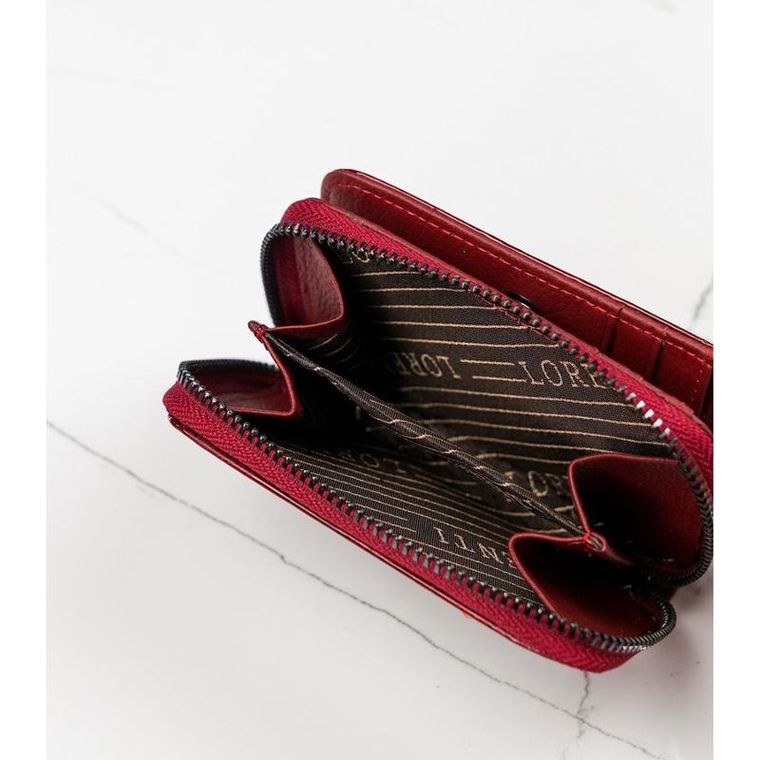 Portfel, czerwony, skórzany, Lorenti