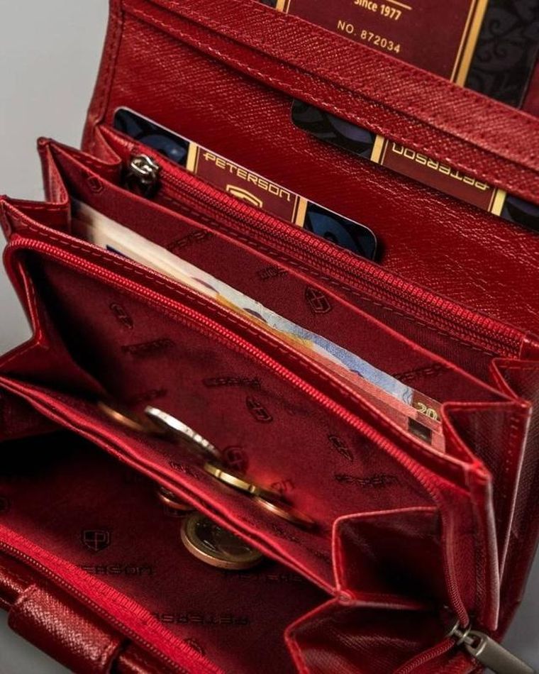 Portfel, czerwony, skórzany, Peterson
