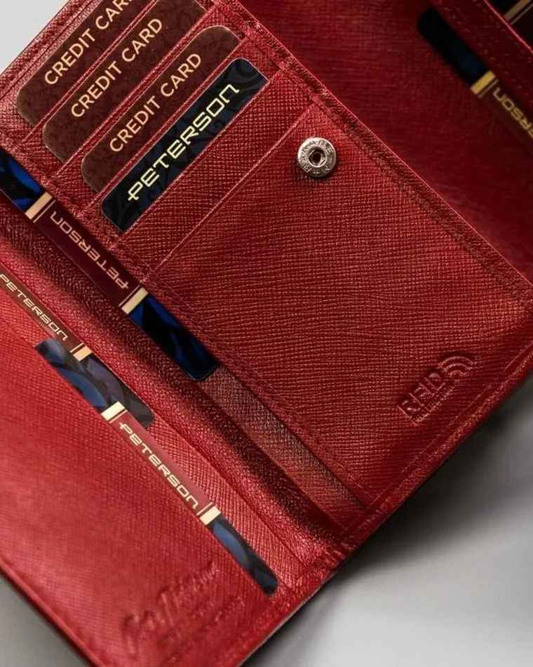 Portfel, czerwony, skórzany, Peterson