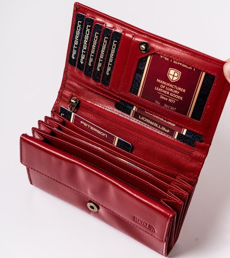 Portfel, czerwony, skórzany, Peterson