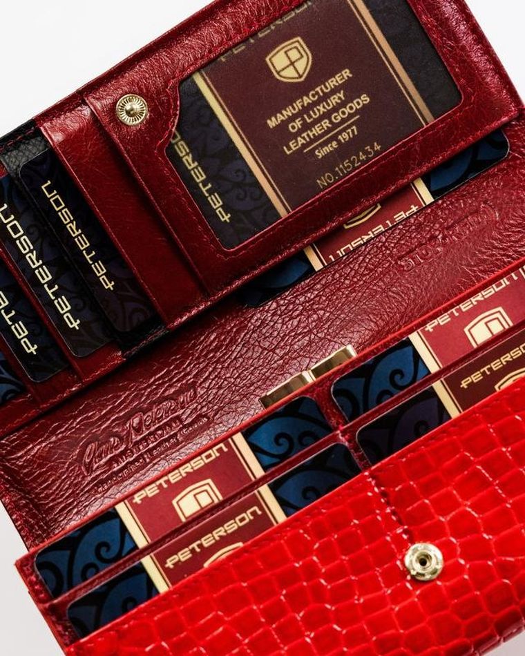 Portfel, czerwony, skórzany, Peterson