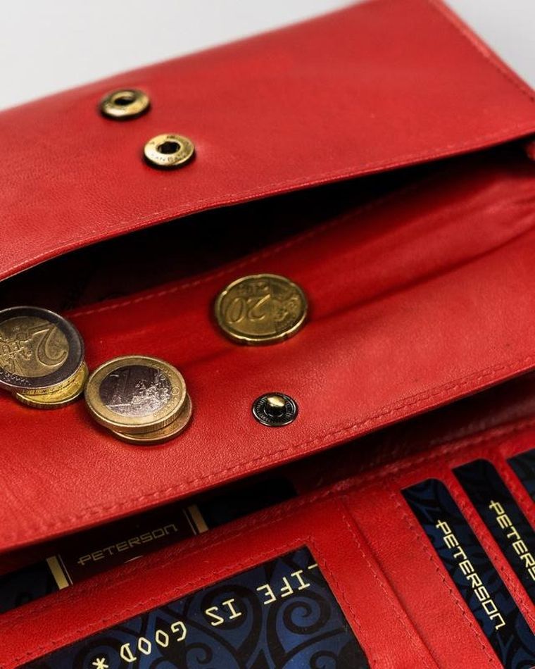Portfel, czerwony, skórzany, Peterson