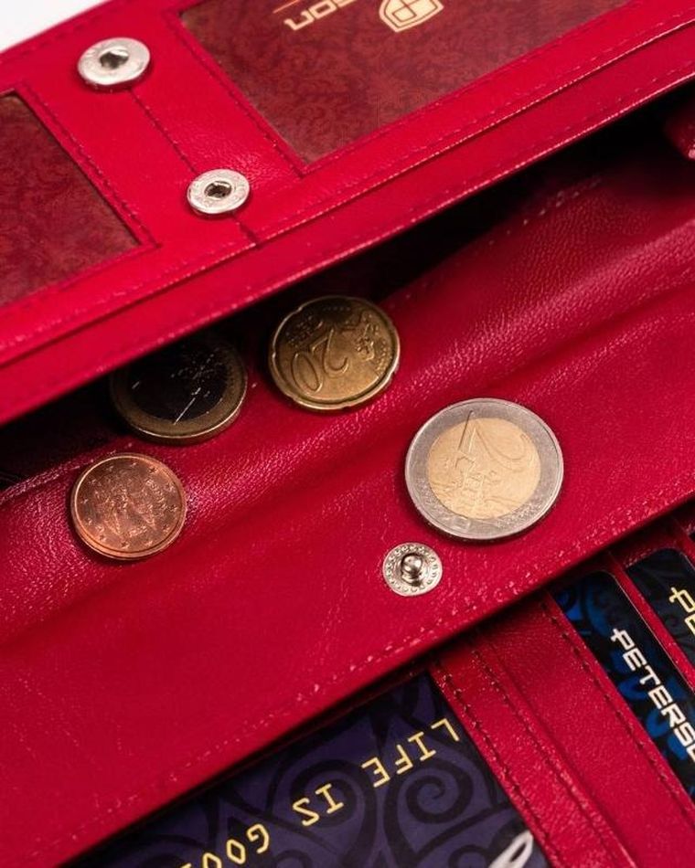 Portfel, czerwony, skórzany, Peterson