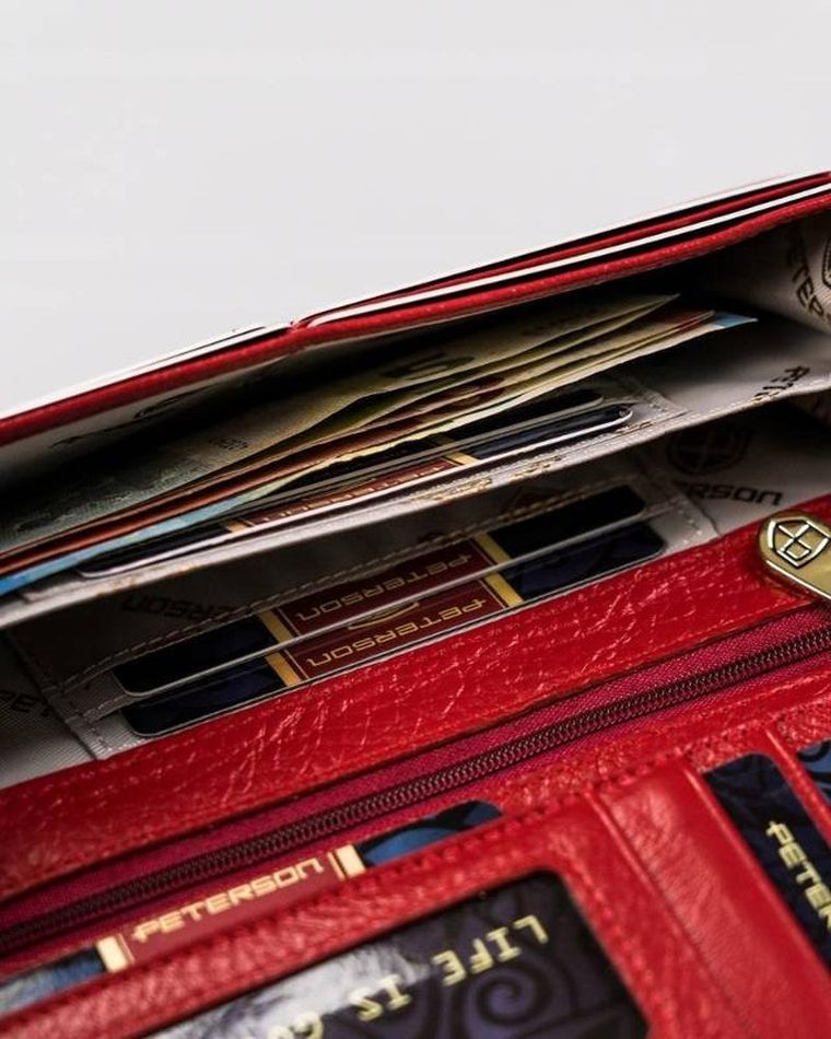 Portfel, czerwony, skórzany, Peterson