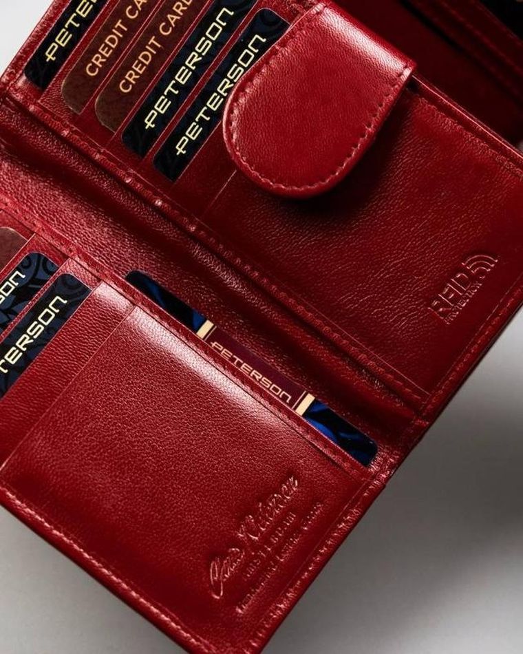 Portfel, czerwony, skórzany, Peterson