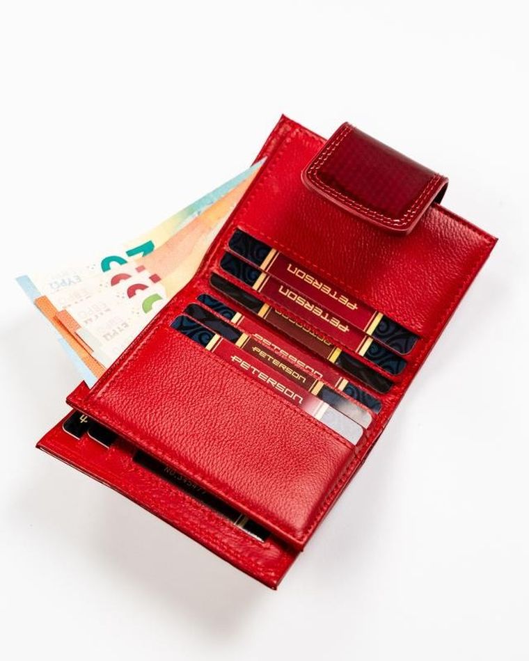 Portfel, czerwony, skórzany, Peterson