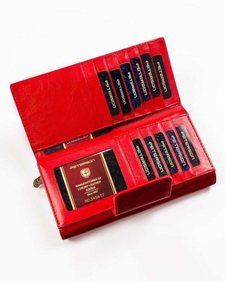 Portfel, czerwony, skórzany, Peterson