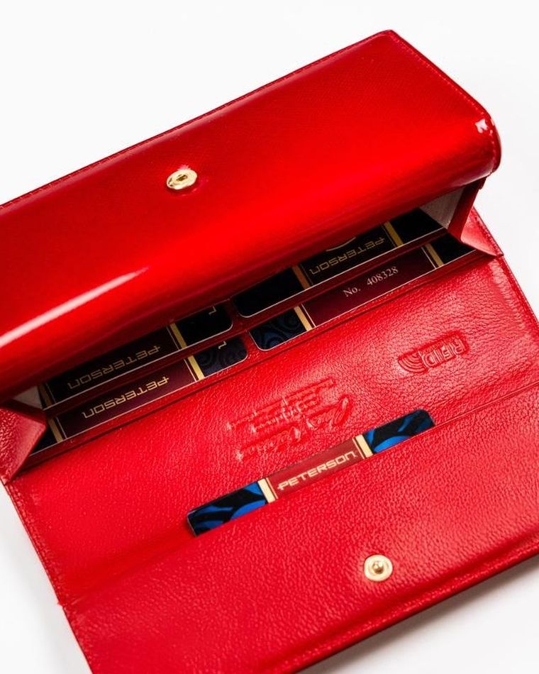Portfel, czerwony, skórzany, Peterson