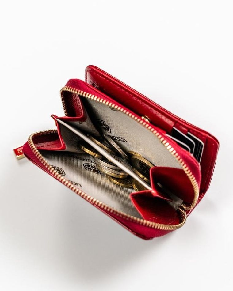 Portfel, czerwony, skórzany, Peterson