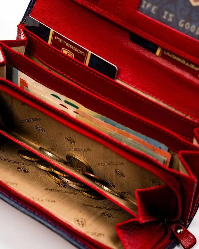 Portfel, czerwony, skórzany, Peterson