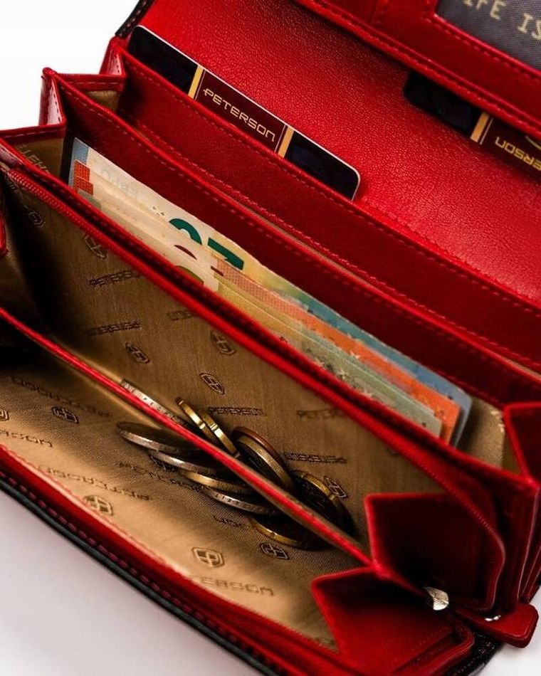 Portfel, czerwony, skórzany, Peterson