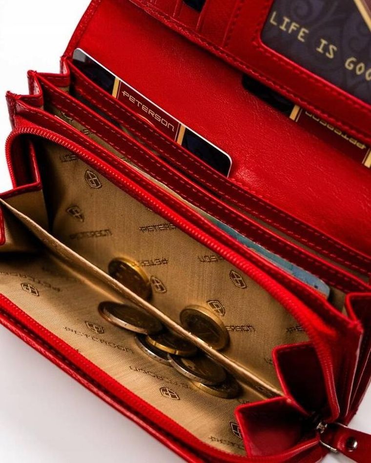 Portfel, czerwony, skórzany, Peterson