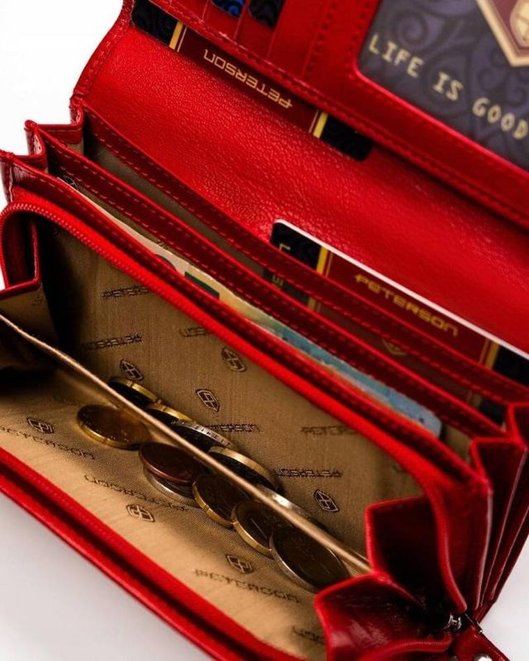 Portfel, czerwony, skórzany, Peterson